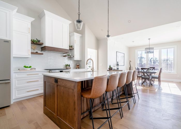 A custom white and wood kitchen